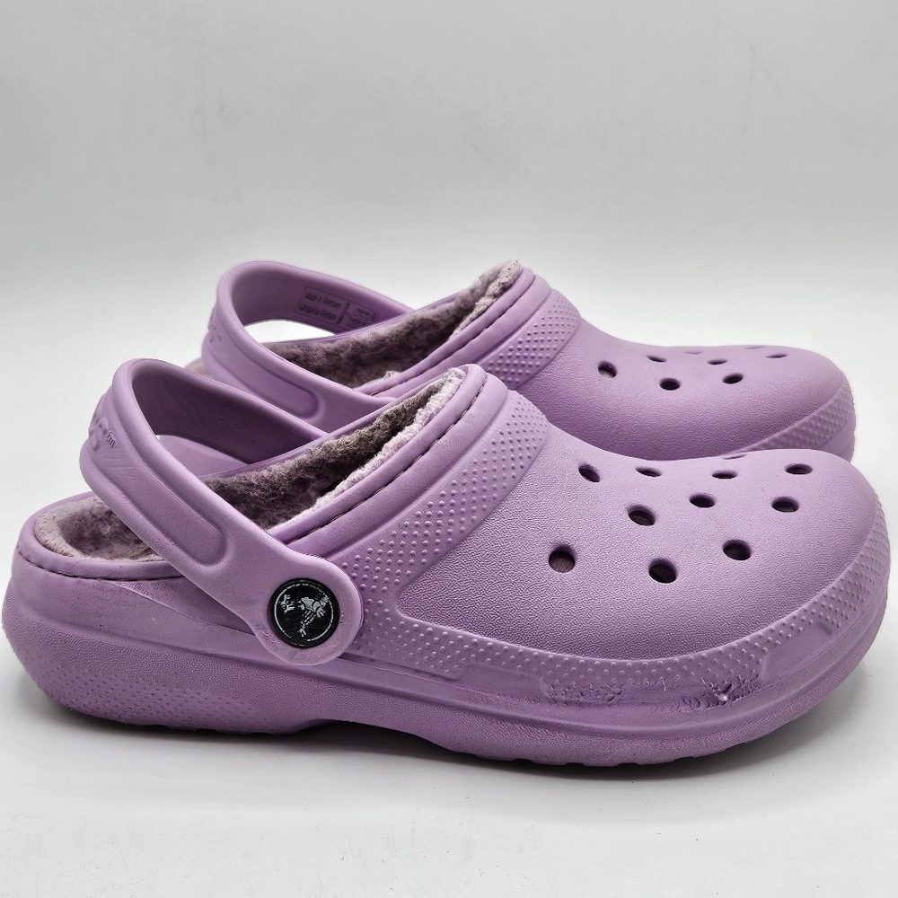 Crocs fleece lined clog purple lilac size 1 - Picture 6 of 15